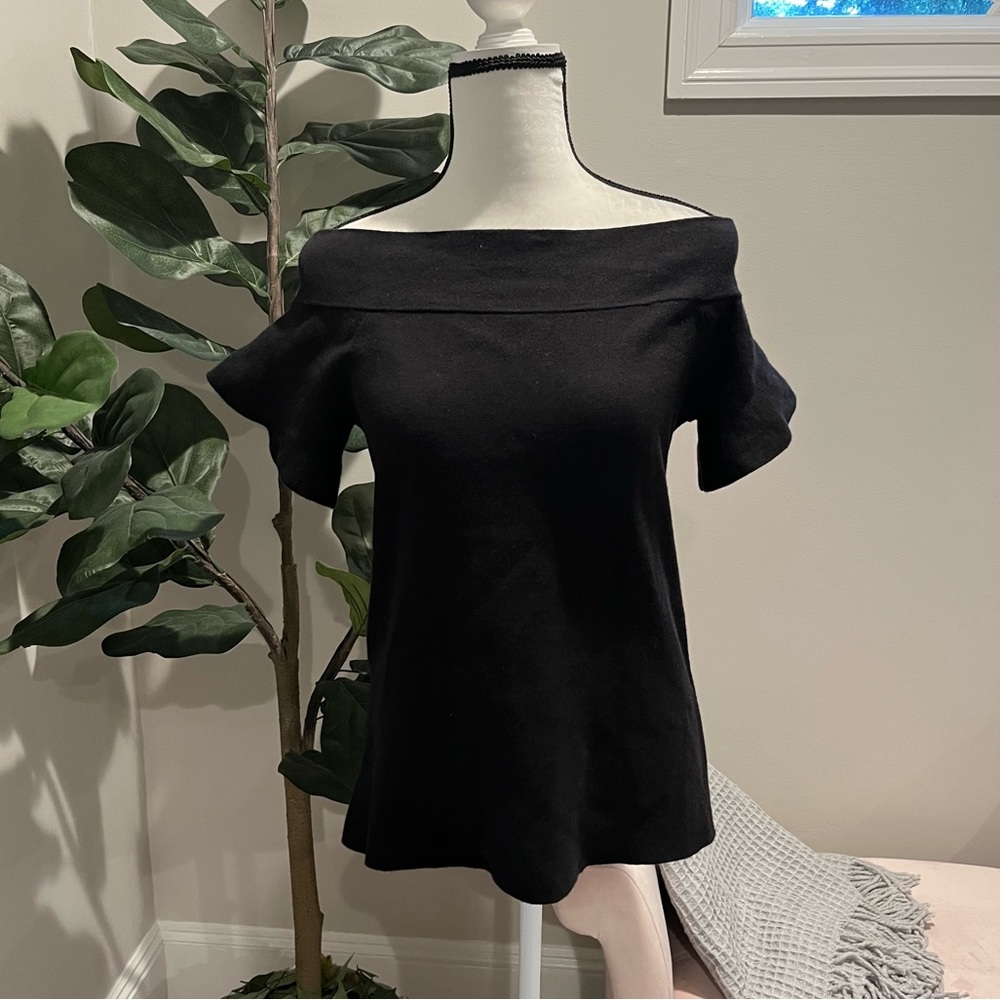 ANN TAYLOR black off-the-shoulder top